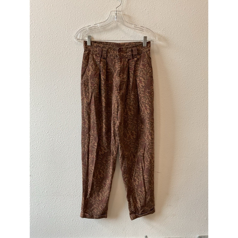 Vintage 90's Greatland Apparelโ Women Brown Print High Rise Pants Made In USA 9